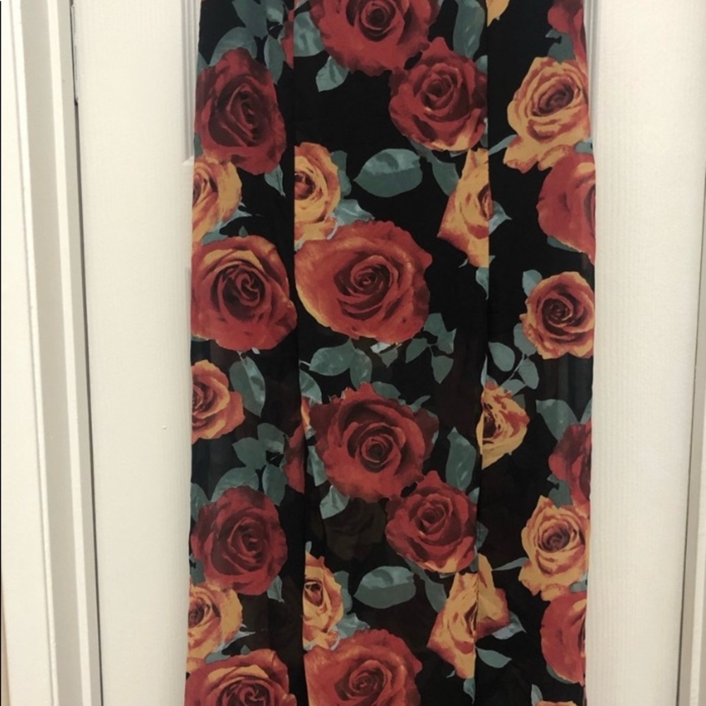 White and red rose maxi skirt